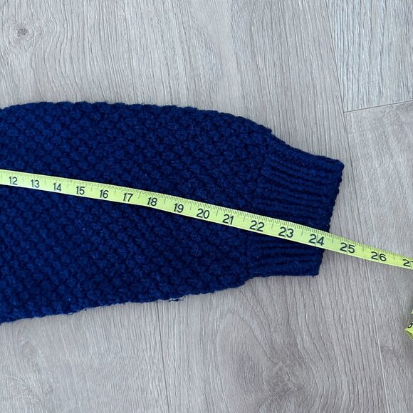 Vintage PINGOUIN Paris Handmade Fisherman's Sweater L-XL - Navy - Picture 9 of 10